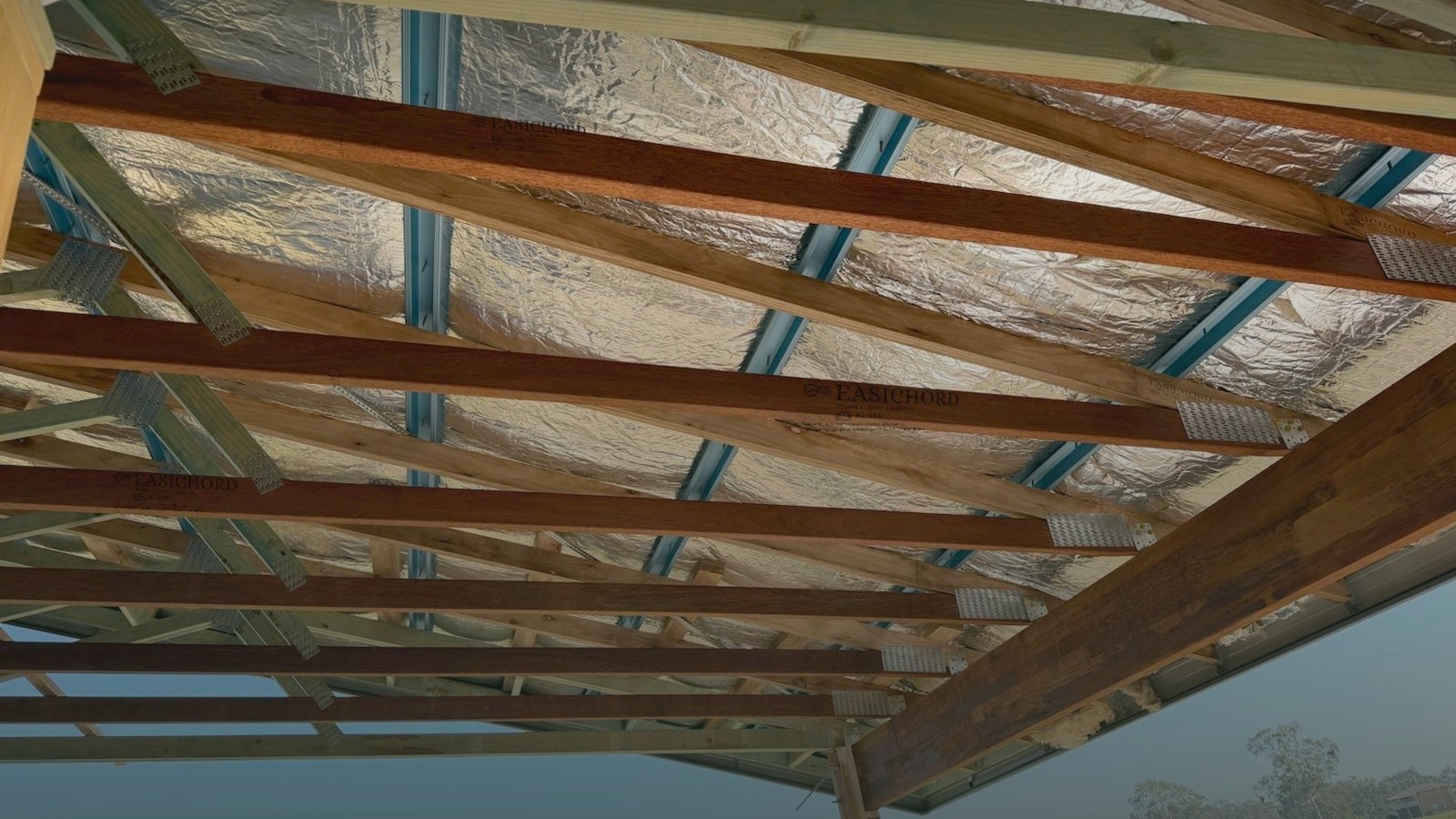 EasiChord LVL roof trusses on a building site in Queensland, Australia